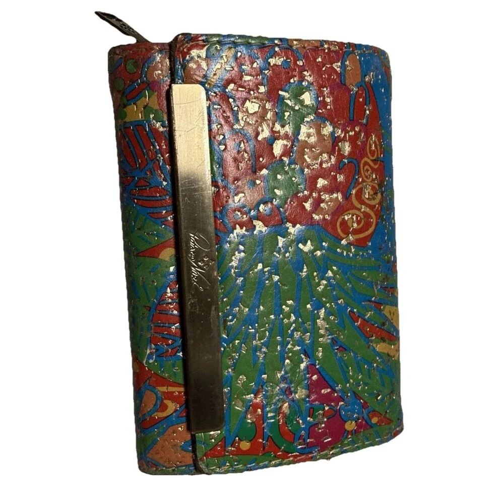 Patricia Nash Tri-fold Wallet Italian Leather Cametti Tropical Gold Floral